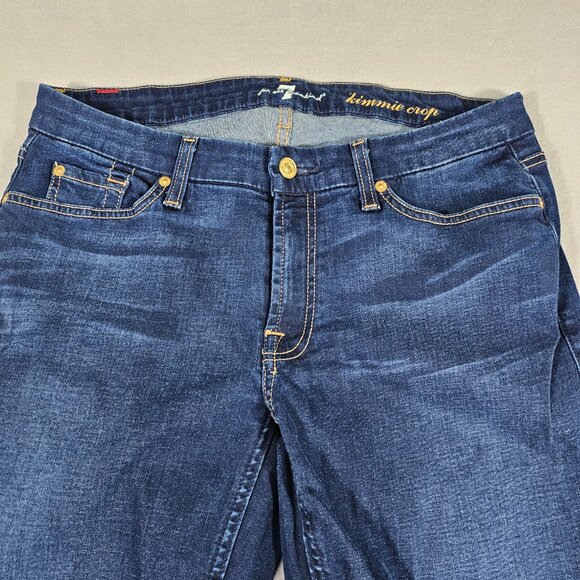 7 For All Mankind Jeans Womens 32 Blue Denim Kimmie Crop Mid-Rise - Picture 2 of 13